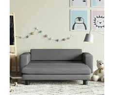 Vaikiška sofa su pakoja, pilka, 100x50x30cm, dirbtinė oda