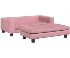 Vaikiška sofa su pakoja, rožinė, 100x50x30cm, aksomas