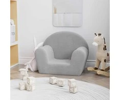Vaikiška sofa, šviesiai pilkos spalvos, minkštas pliušas