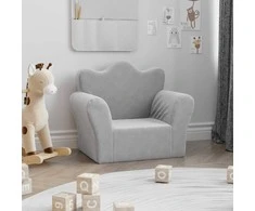 Vaikiška sofa, šviesiai pilkos spalvos, minkštas pliušas