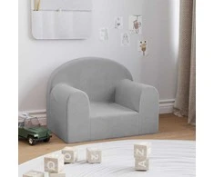 Vaikiška sofa, šviesiai pilkos spalvos, minkštas pliušas