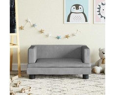 Vaikiška sofa, šviesiai pilkos spalvos, 60x40x30cm, aksomas