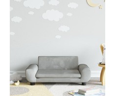 Vaikiška sofa, šviesiai pilkos spalvos, 70x45x33cm, aksomas