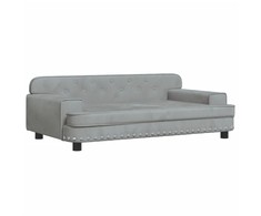 Vaikiška sofa, šviesiai pilkos spalvos, 90x53x30cm, aksomas