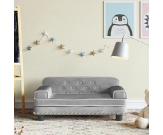 Vaikiška sofa, šviesiai pilkos spalvos, 70x45x30cm, aksomas