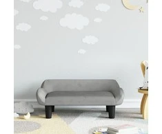 Vaikiška sofa, šviesiai pilkos spalvos, 70x40x24cm, aksomas