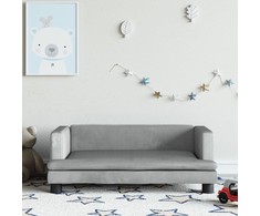 Vaikiška sofa, šviesiai pilkos spalvos, 80x45x30cm, aksomas
