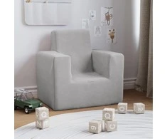 Vaikiška sofa, šviesiai pilkos spalvos, minkštas pliušas