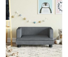 Vaikiška sofa, tamsiai pilkos spalvos, 60x40x30cm, aksomas
