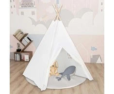 Vaikiška tipi palapinė, balta, 120x120x150cm, persiko oda