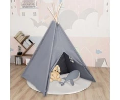 Vaikiška tipi palapinė, pilka, 120x120x150cm, persiko oda