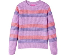 Vaikiškas megztinis, alyvinis/rožinis, megztas, dryžuotas, 104 dydžio