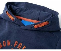 Vaikiškas sportinis megztinis su gobtuvu, mėlynas/oranžinis, 116