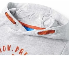 Vaikiškas sportinis megztinis su gobtuvu, pilkas/oranžinis, 116 dydžio