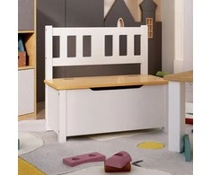 Vaikiškas suoliukas-daiktadėžė, baltas/smėlio, 60x30x55cm, MDF