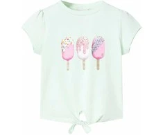 Vaikiški marškinėliai, šviesiai mėtinės spalvos, 128 dydžio