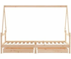 Vaikiškos lovos rėmas su stalčiais, 80x200cm, pušies masyvas