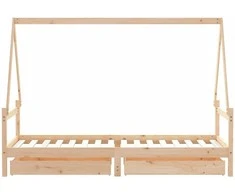 Vaikiškos lovos rėmas su stalčiais, 90x200cm, pušies masyvas