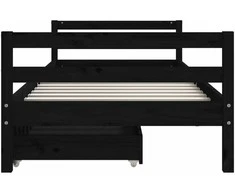Vaikiškos lovos rėmas su stalčiais, juodas, 80x200cm, pušis