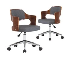 Pasukamos valgomojo kėdės, 2vnt., pilkos, išlenkta med. ir aud.