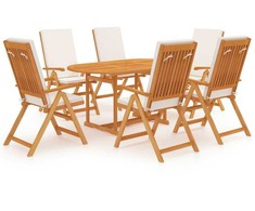 Lauko baldų komplektas Valgomojo komplektas su pagalvėmis, 7 dalių, tikmedžio masyvas