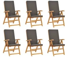 Lauko baldų komplektas Valgomojo komplektas su pilkomis pagalvėmis, 7 dalių, tikmedis
