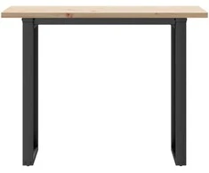 Valgomojo stalas, 100x50x75,5cm, pušis ir plieno, O formos rėmas