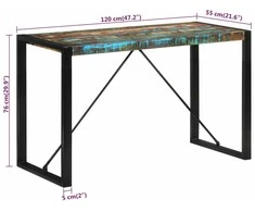 Valgomojo stalas, 120x55x76cm, perdirbtos medienos masyvas