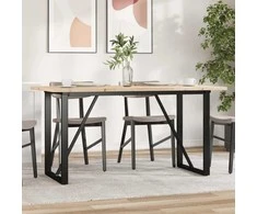 Valgomojo stalas, 140x80x75,5cm, pušis ir plieno, O formos rėmas