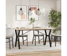 Valgomojo stalas, 140x80x75,5cm, pušis ir ketus, Y formos rėmas