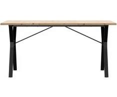 Valgomojo stalas, 140x80x75,5cm, pušis ir ketus, Y formos rėmas