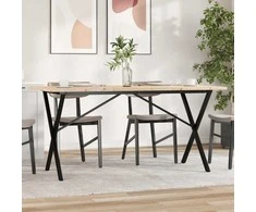 Valgomojo stalas, 140x80x75,5cm, pušis ir ketus, X formos rėmas