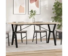Valgomojo stalas, 140x80x75,5cm, pušis ir ketus, Y formos rėmas