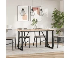 Valgomojo stalas, 140x80x75cm, pušis ir ketus, O formos rėmas