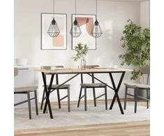 Valgomojo stalas, 140x80x75cm, pušis ir plieno, X formos rėmas
