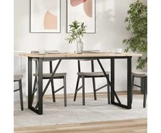 Valgomojo stalas, 160x80x75,5cm, pušis ir plieno, O formos rėmas