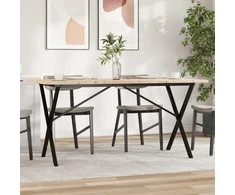 Valgomojo stalas, 160x80x75,5cm, pušis ir ketus, X formos rėmas