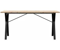 Valgomojo stalas, 160x80x75,5cm, pušis ir ketus, Y formos rėmas
