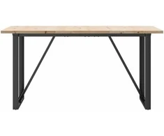 Valgomojo stalas, 160x80x75,5cm, pušis ir plieno, O formos rėmas