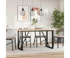 Valgomojo stalas, 160x80x75,5cm, pušis ir plieno, O formos rėmas
