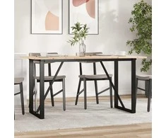 Valgomojo stalas, 160x80x75cm, pušis ir ketus, O formos rėmas