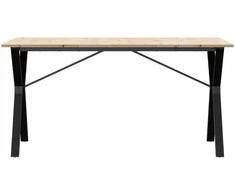 Valgomojo stalas, 160x80x75cm, pušis ir plieno, Y formos rėmas