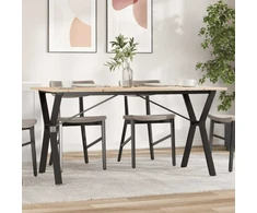 Valgomojo stalas, 160x80x75cm, pušis ir plieno, Y formos rėmas