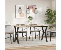 Valgomojo stalas, 160x80x75cm, pušis ir plieno, Y formos rėmas