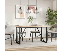 Valgomojo stalas, 160x80x75cm, pušis ir ketus, O formos rėmas