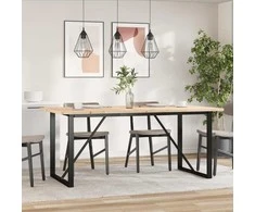 Valgomojo stalas, 180x90x75,5cm, pušis ir ketus, O formos rėmas