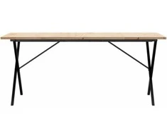 Valgomojo stalas, 180x90x75,5cm, pušis ir ketus, X formos rėmas