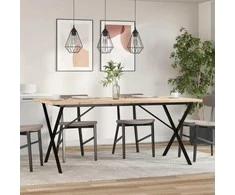 Valgomojo stalas, 180x90x75,5cm, pušis ir ketus, X formos rėmas