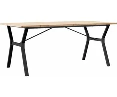 Valgomojo stalas, 180x90x75,5cm, pušis ir plieno, Y formos rėmas