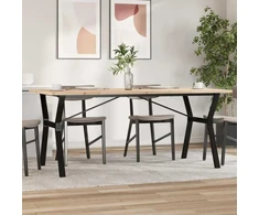 Valgomojo stalas, 180x90x75,5cm, pušis ir plieno, Y formos rėmas